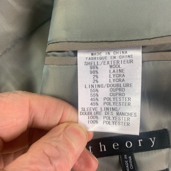 THEORY Mens Wool Blend Notch 2 Button Blazer Jacket Size 44 R Tan - Picture 7 of 10